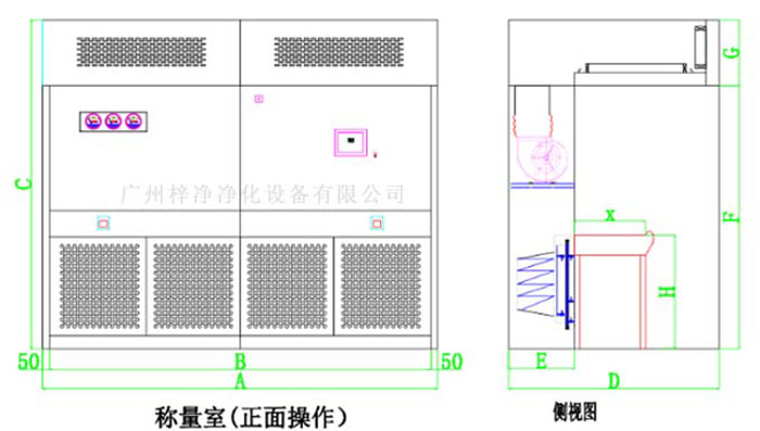 負(fù)壓稱量罩設(shè)計(jì)方案示意圖